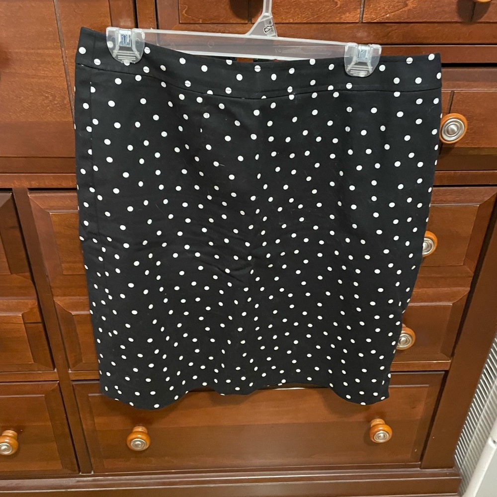 Halogen Black and White Polka Dot Pencil Skirt